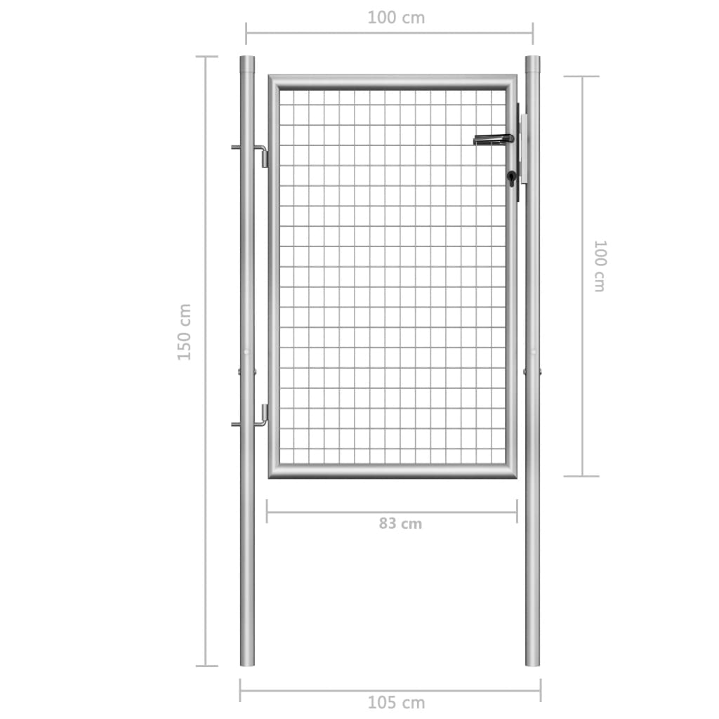 Poort 105x150 cm gegalvaniseerd staal zilverkleurig