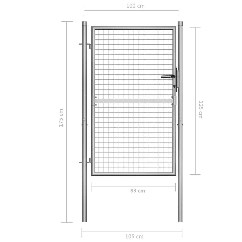 Poort 105x175 cm gegalvaniseerd staal zilverkleurig