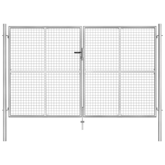 Poort 306x200 cm gegalvaniseerd staal zilverkleurig