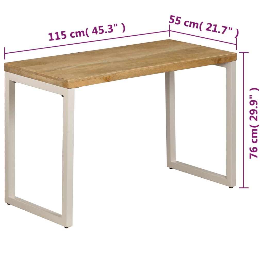 Eettafel 115x55x76 cm massief mangohout en staal