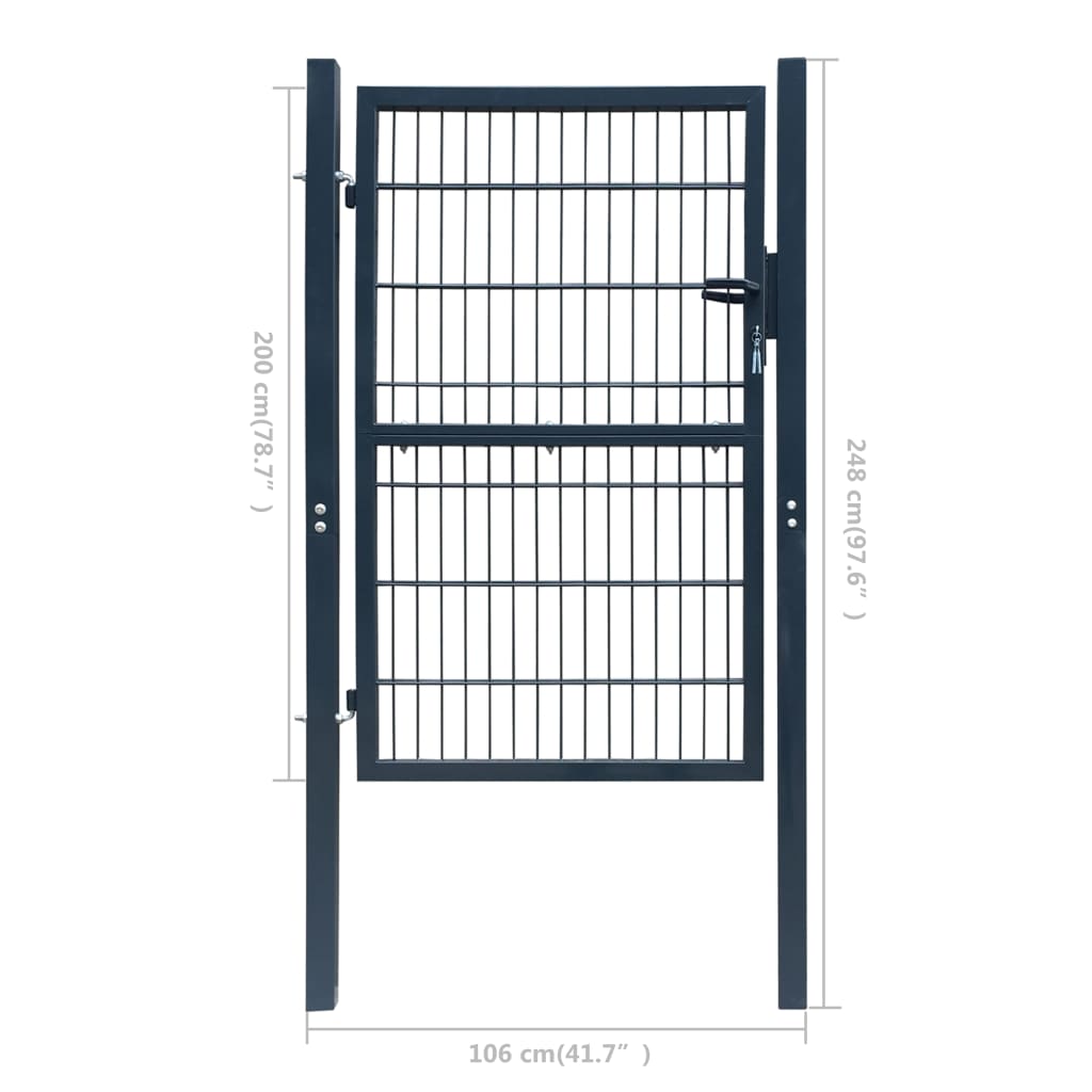 Poort 106x248 cm staal antracietkleurig