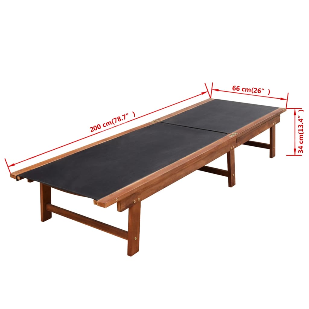 Ligbedden 2 st met tafel massief acaciahout en textileen