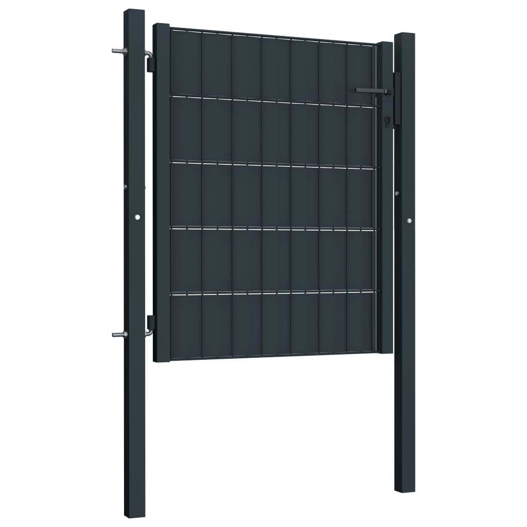 Poort 100x81 cm PVC en staal antracietkleurig