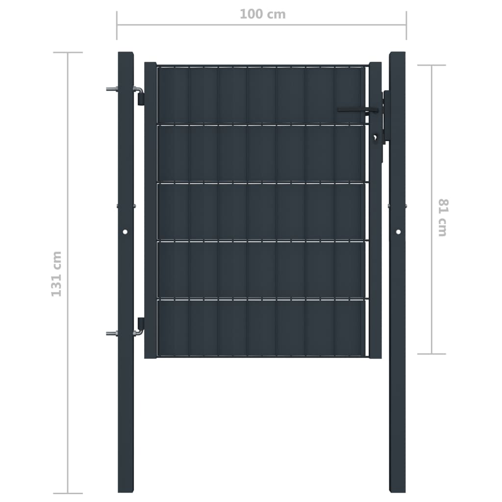 Poort 100x81 cm PVC en staal antracietkleurig