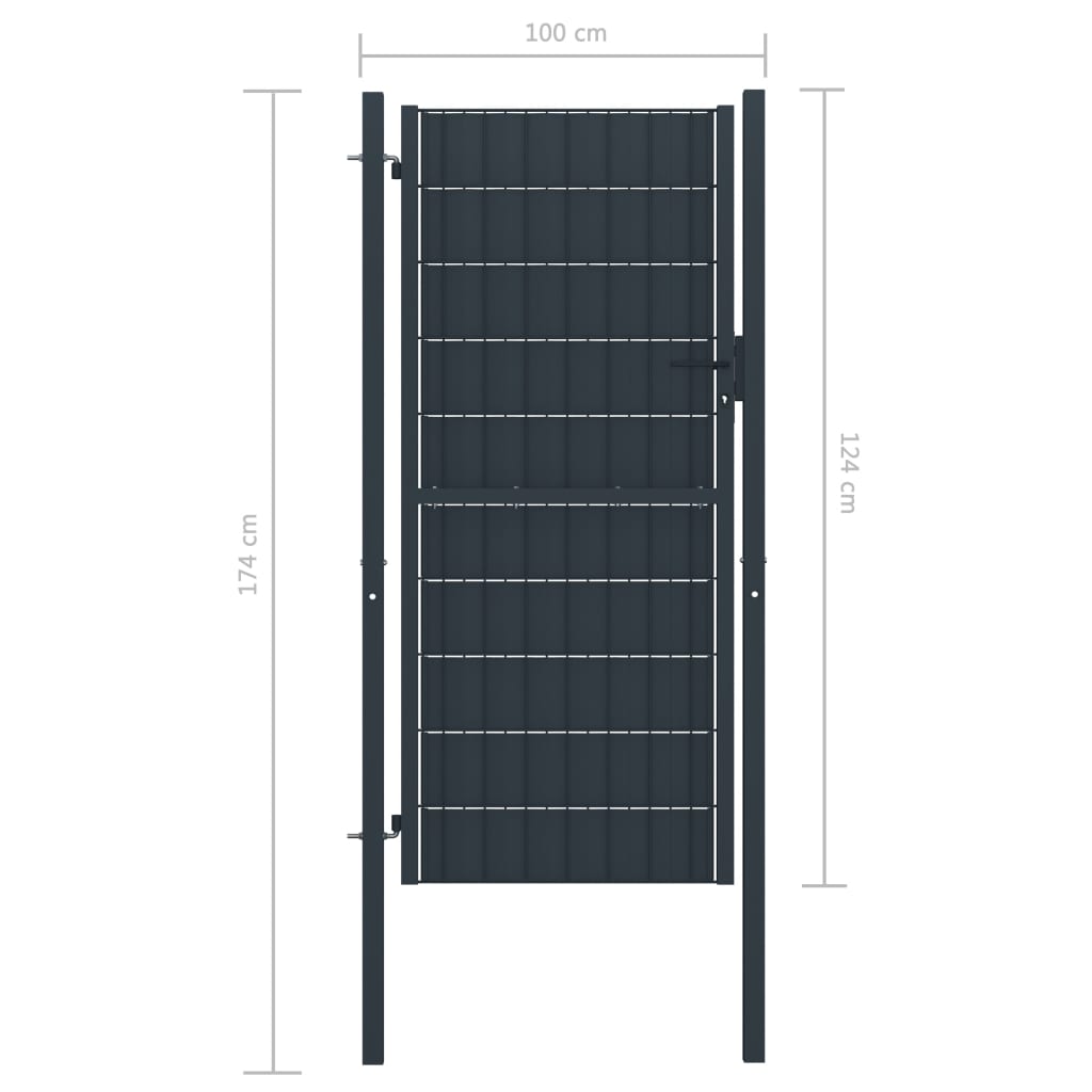 Poort 100x124 cm PVC en staal antracietkleurig