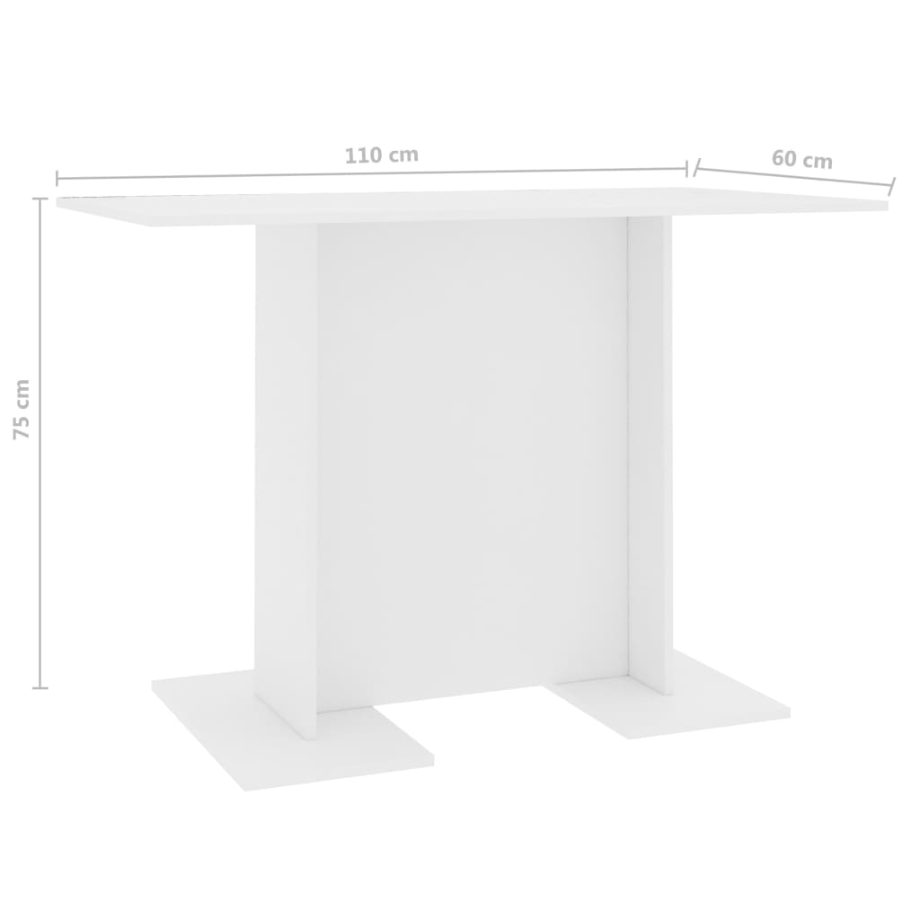 Eettafel 110x60x75 cm bewerkt hout wit