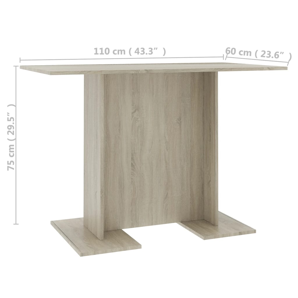 Eettafel 110x60x75 cm bewerkt hout sonoma eikenkleurig