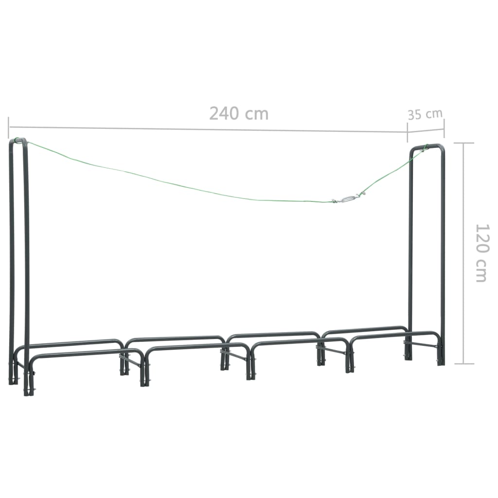 Haardhoutrek 240x35x120 cm staal antraciet