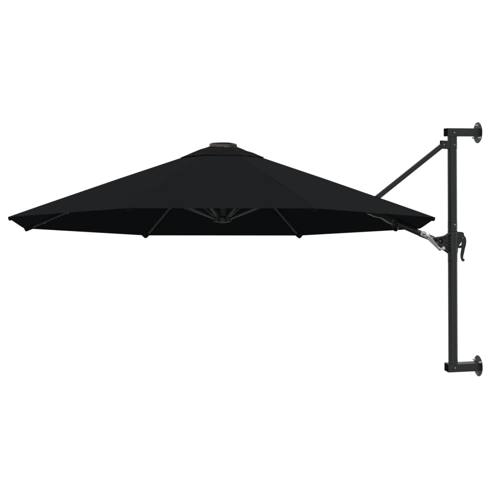 Wandparasol met metalen paal 300 cm zwart