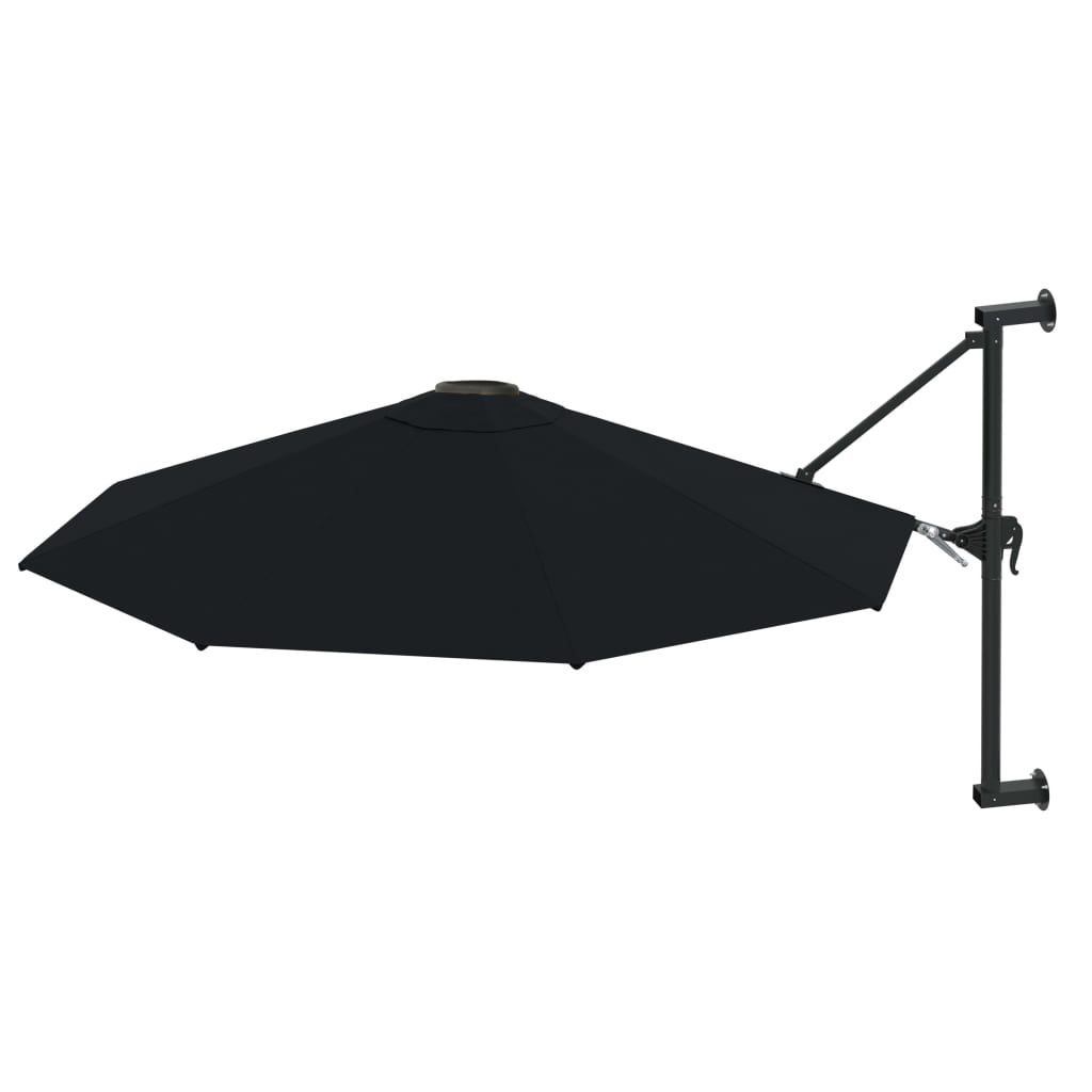 Wandparasol met metalen paal 300 cm zwart