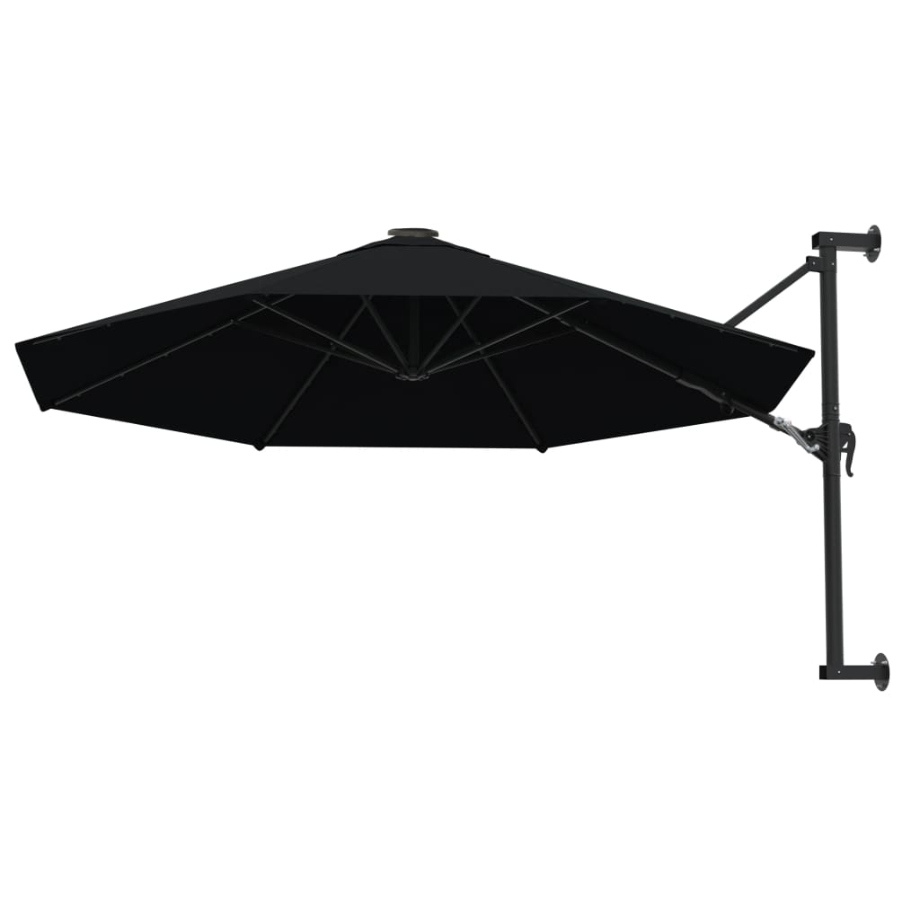 Wandparasol met metalen paal 300 cm zwart