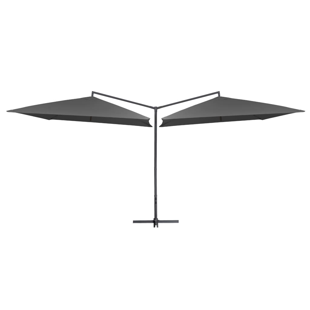 Parasol dubbel met stalen paal 250x250 cm antraciet