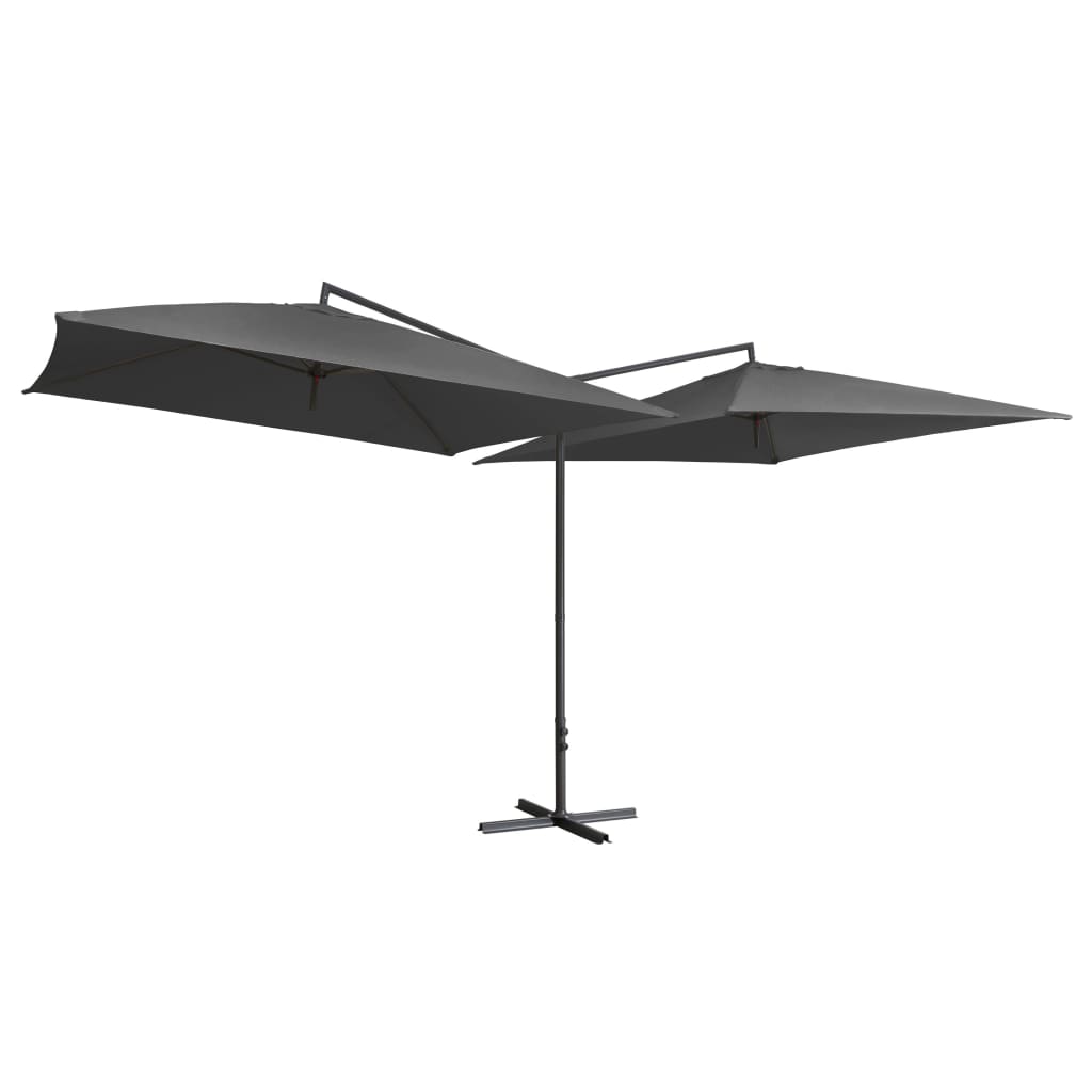 Parasol dubbel met stalen paal 250x250 cm antraciet