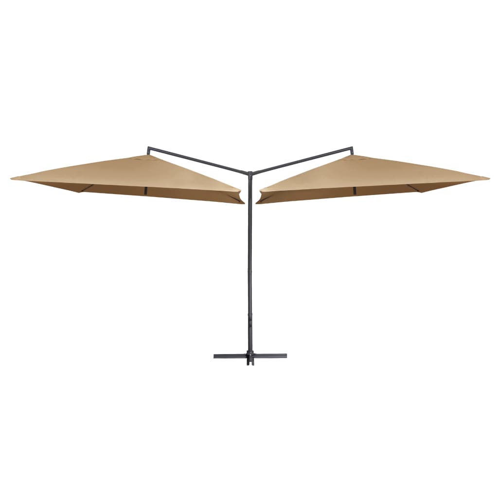 Parasol dubbel met stalen paal 250x250 cm taupe