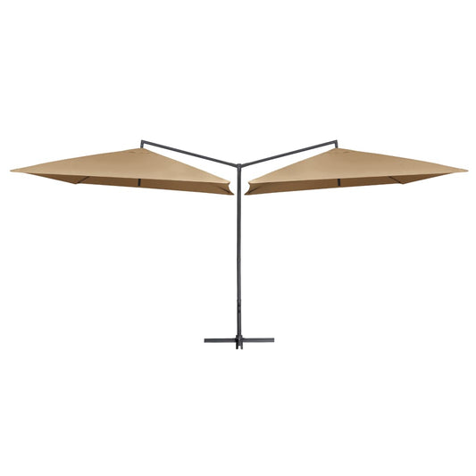 Parasol dubbel met stalen paal 250x250 cm taupe