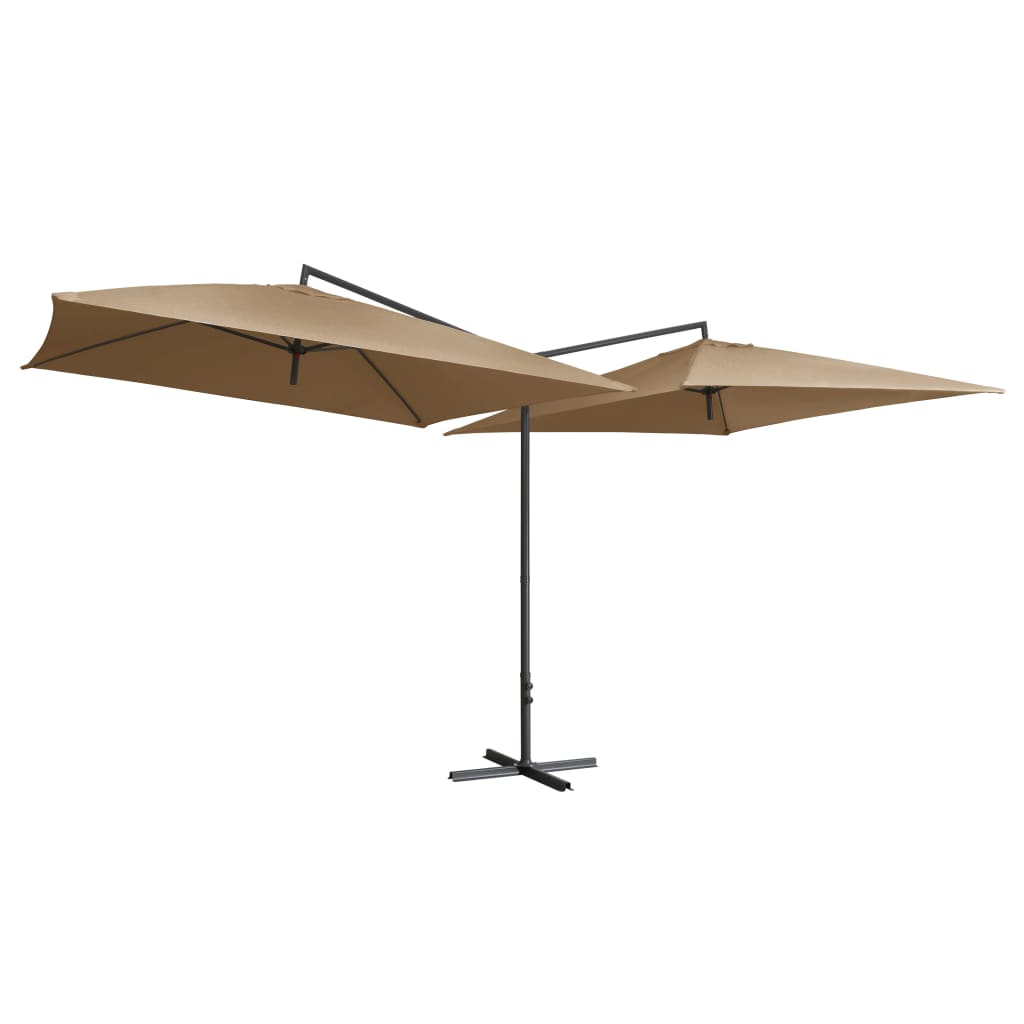 Parasol dubbel met stalen paal 250x250 cm taupe