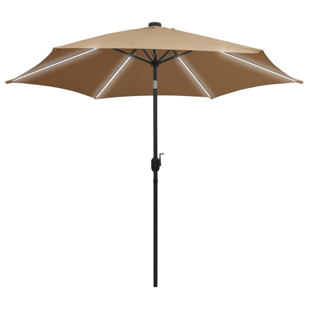 Parasol met LED-verlichting en aluminium paal 300 cm taupe