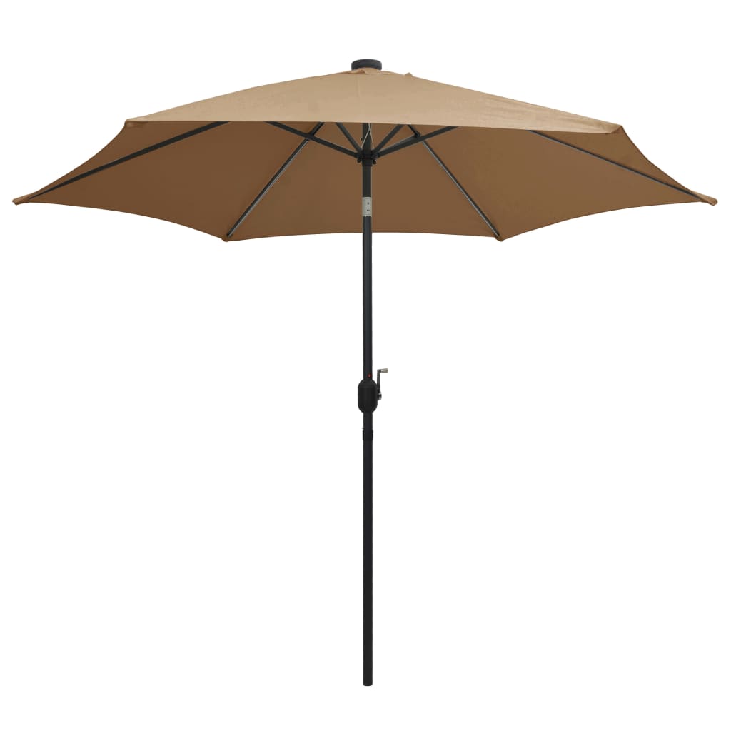 Parasol met LED-verlichting en aluminium paal 300 cm taupe