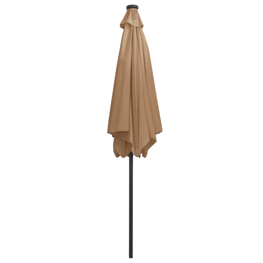 Parasol met LED-verlichting en aluminium paal 300 cm taupe