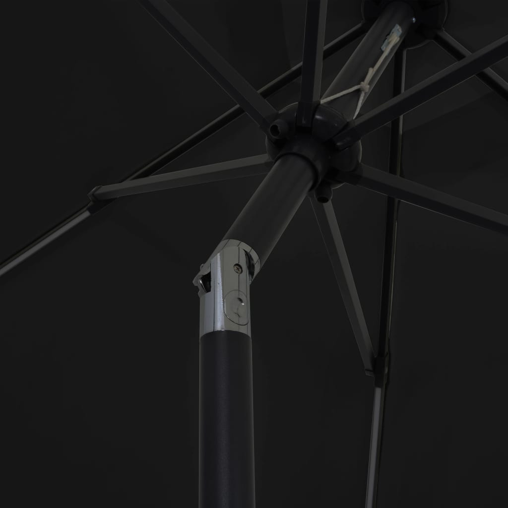 Parasol met LED-verlichting en aluminium paal 300 cm zwart