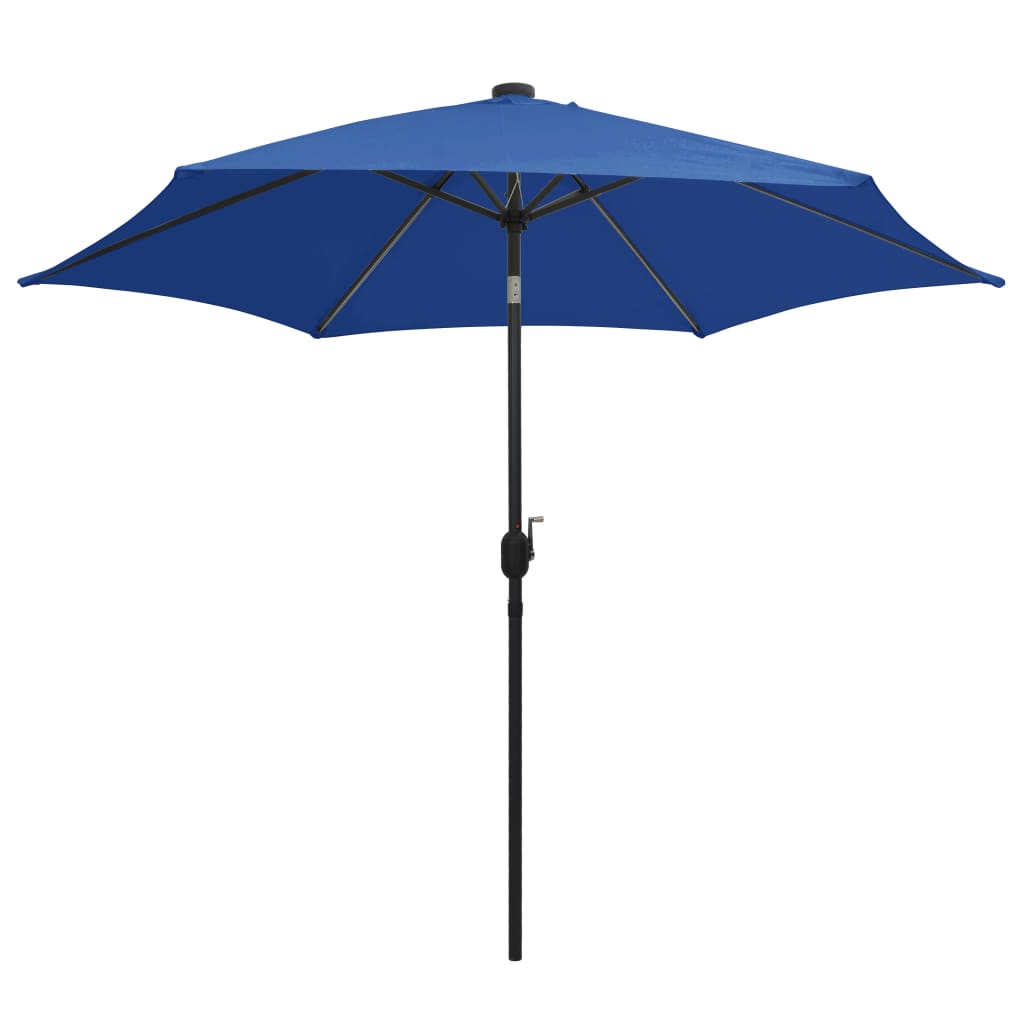 Parasol met LED-verlichting en aluminium paal 300 cm azuurblauw