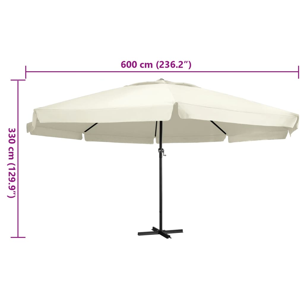 Parasol met aluminium paal 600 cm zandwit