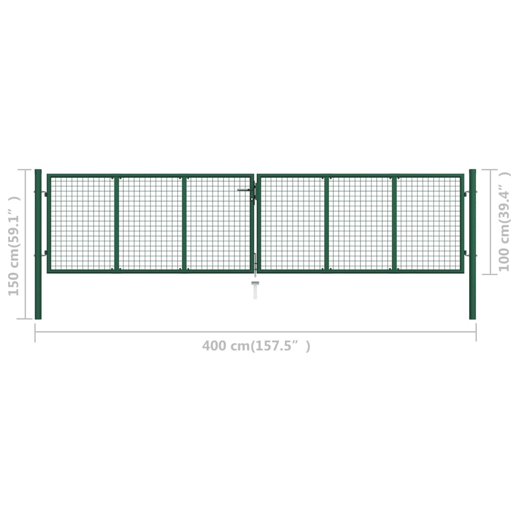 Gaaspoort 390x100 cm staal groen