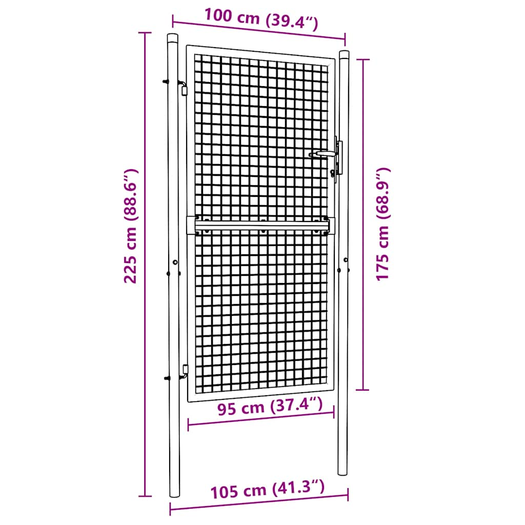 Gaaspoort 100x255 cm gegalvaniseerd staal grijs