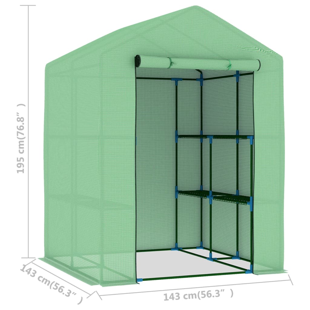 Tuinkas met schappen 143x143x195 cm staal