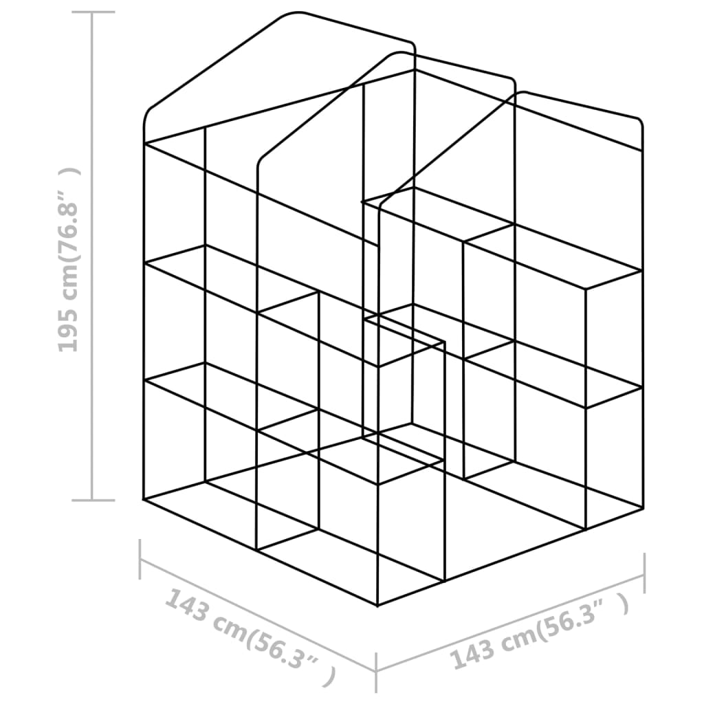 Tuinkas met schappen 143x143x195 cm staal