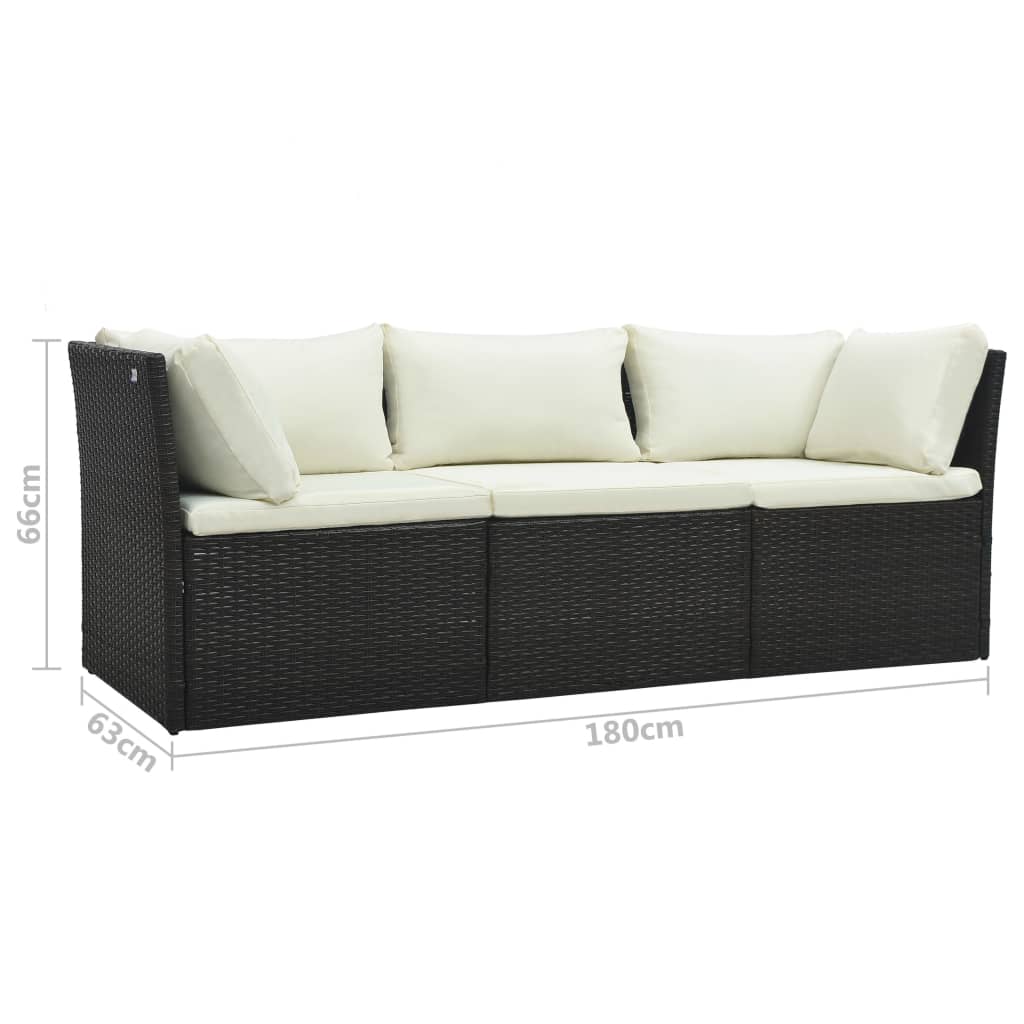 4-delige Loungeset met kussens poly rattan bruin