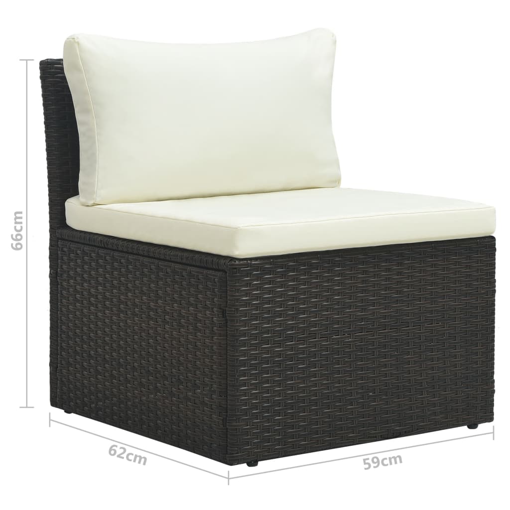 4-delige Loungeset met kussens poly rattan bruin