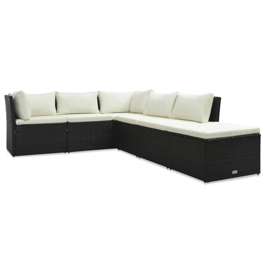 4-delige Loungeset met kussens poly rattan bruin