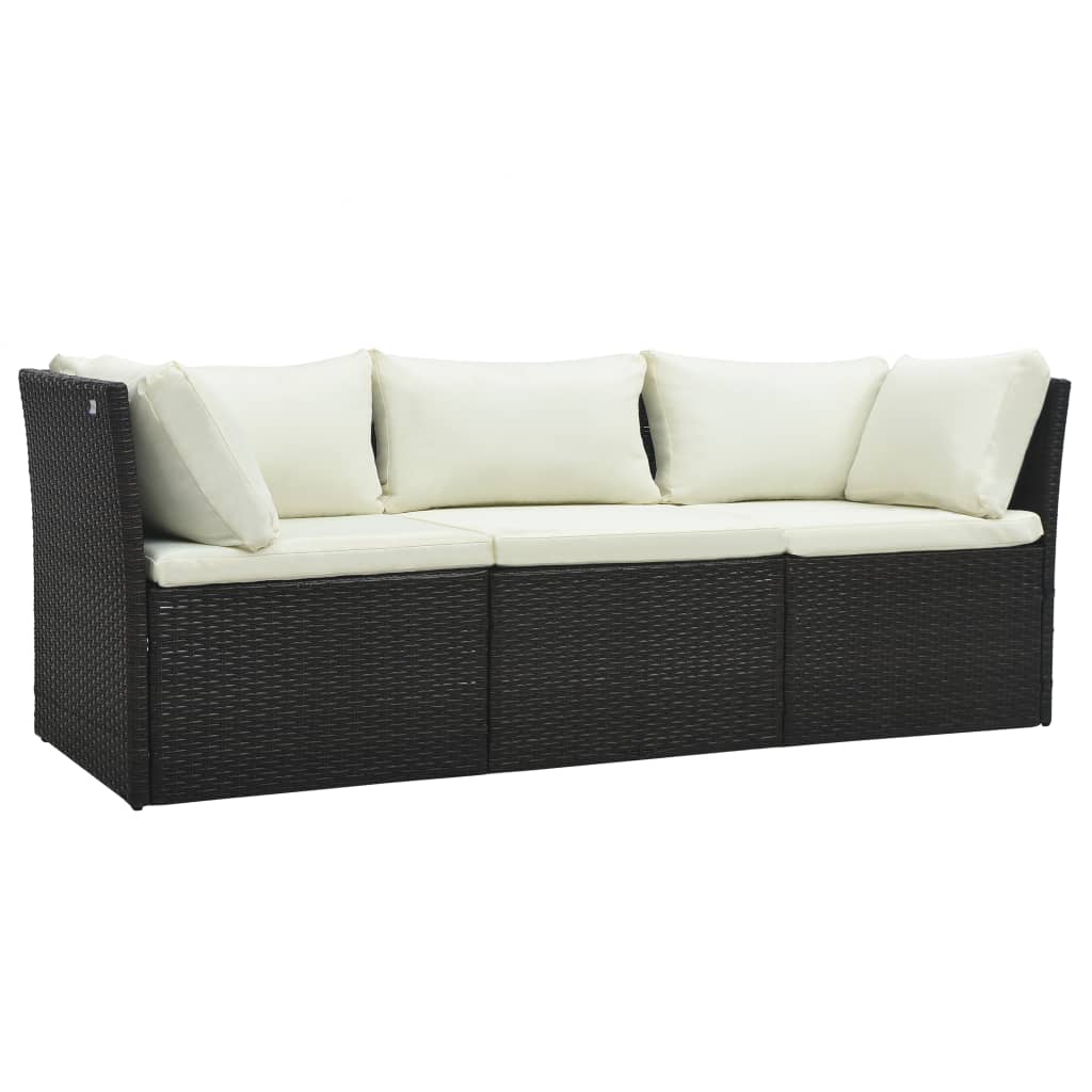 4-delige Loungeset met kussens poly rattan bruin