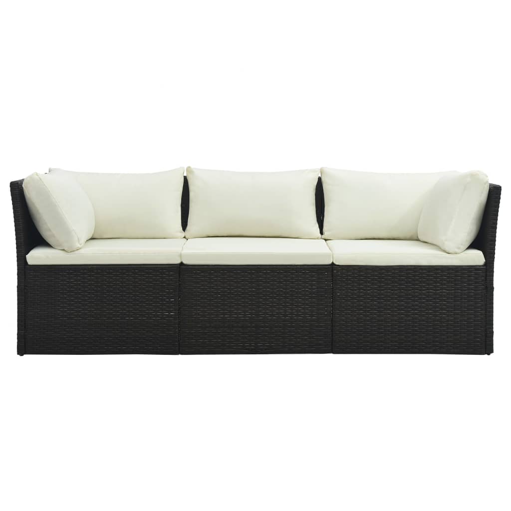 4-delige Loungeset met kussens poly rattan bruin