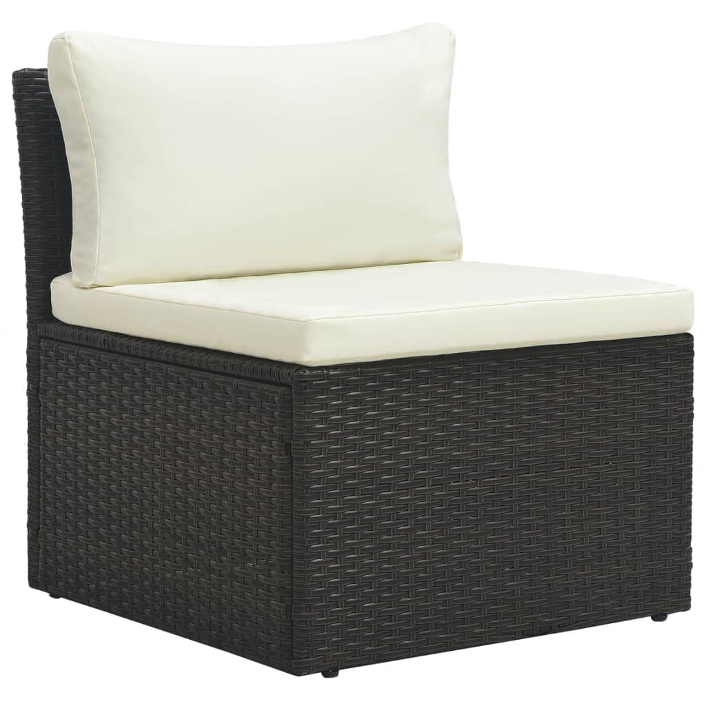 4-delige Loungeset met kussens poly rattan bruin