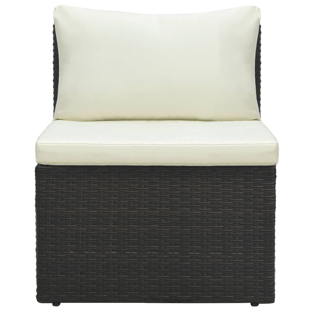 4-delige Loungeset met kussens poly rattan bruin