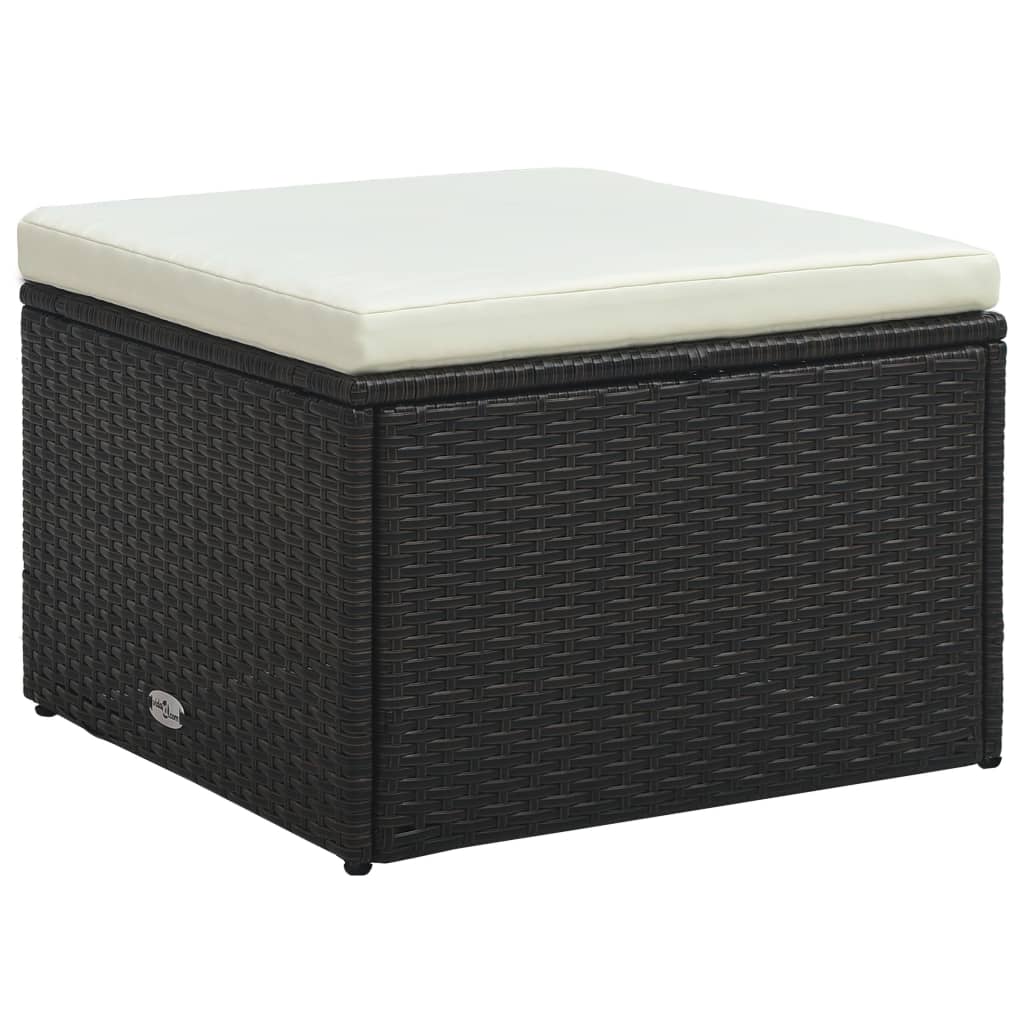 4-delige Loungeset met kussens poly rattan bruin