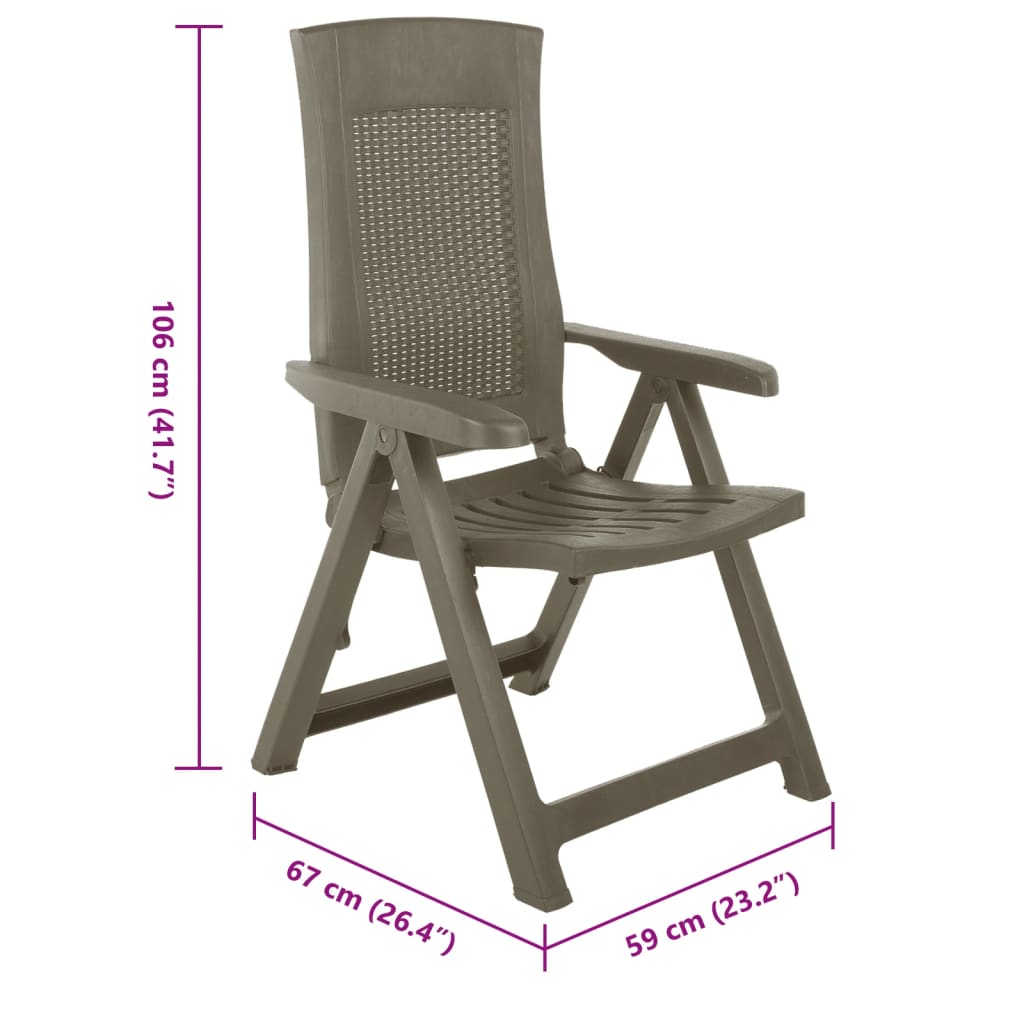 Tuinstoelen 2 st verstelbaar kunststof mokka