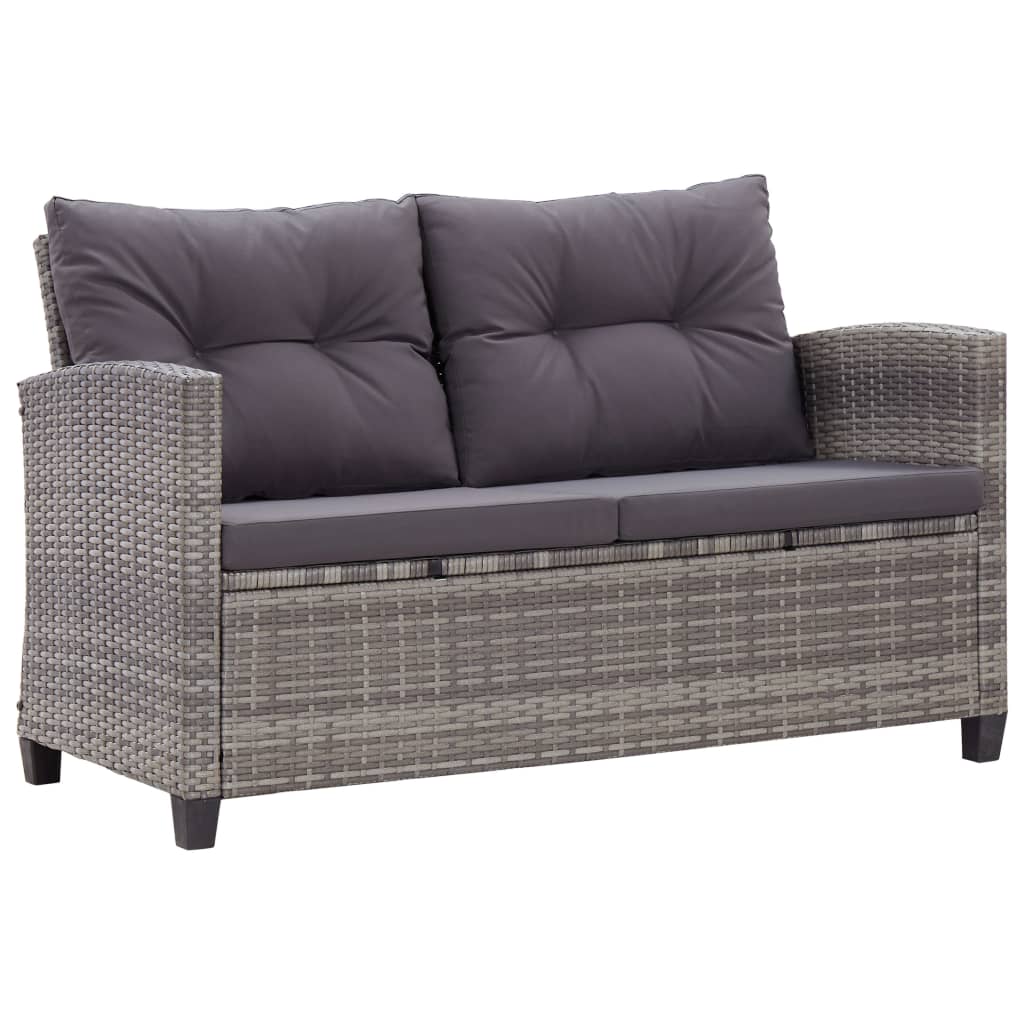 6-delige Loungeset met kussens poly rattan donkergrijs