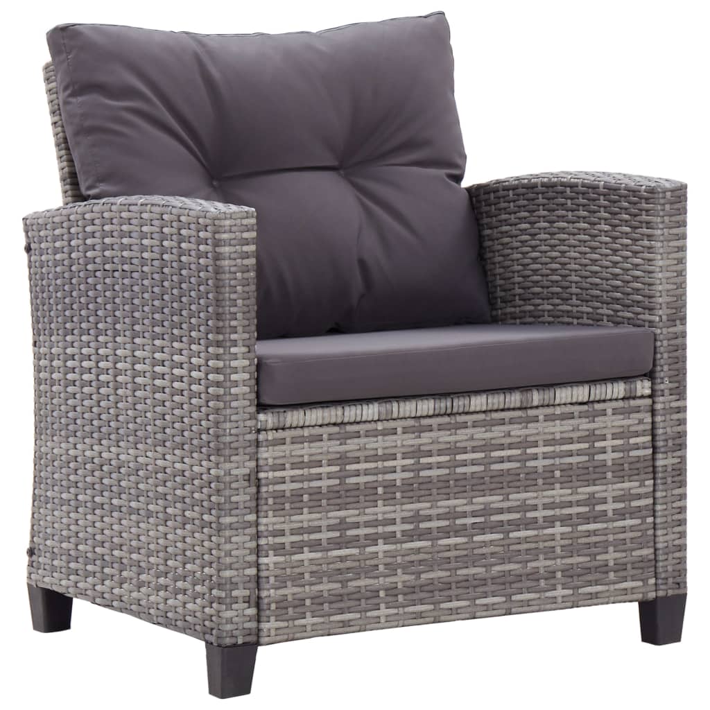 6-delige Loungeset met kussens poly rattan donkergrijs