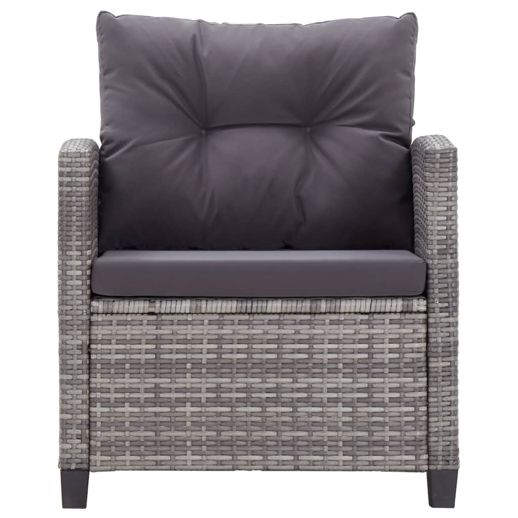 6-delige Loungeset met kussens poly rattan donkergrijs