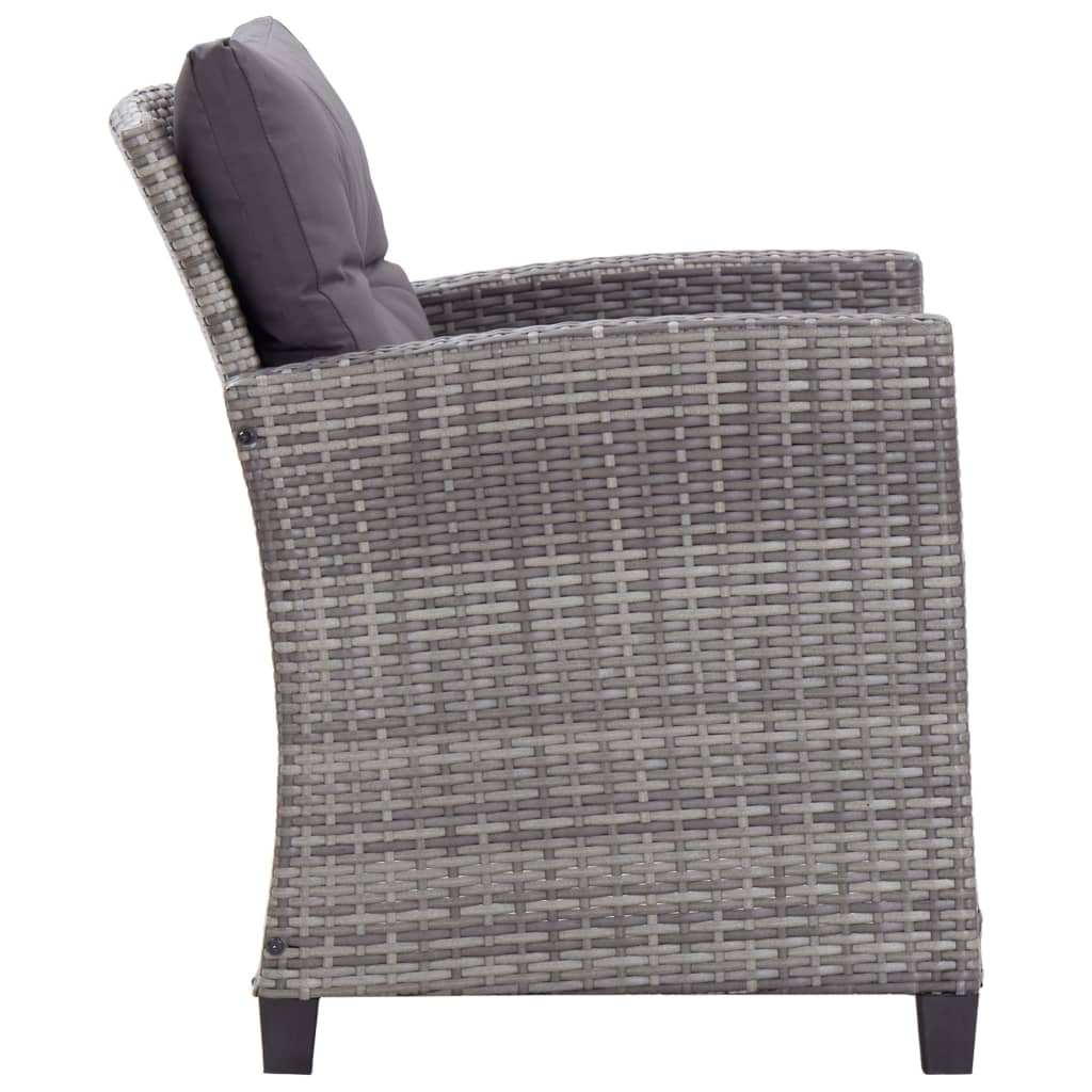 6-delige Loungeset met kussens poly rattan donkergrijs