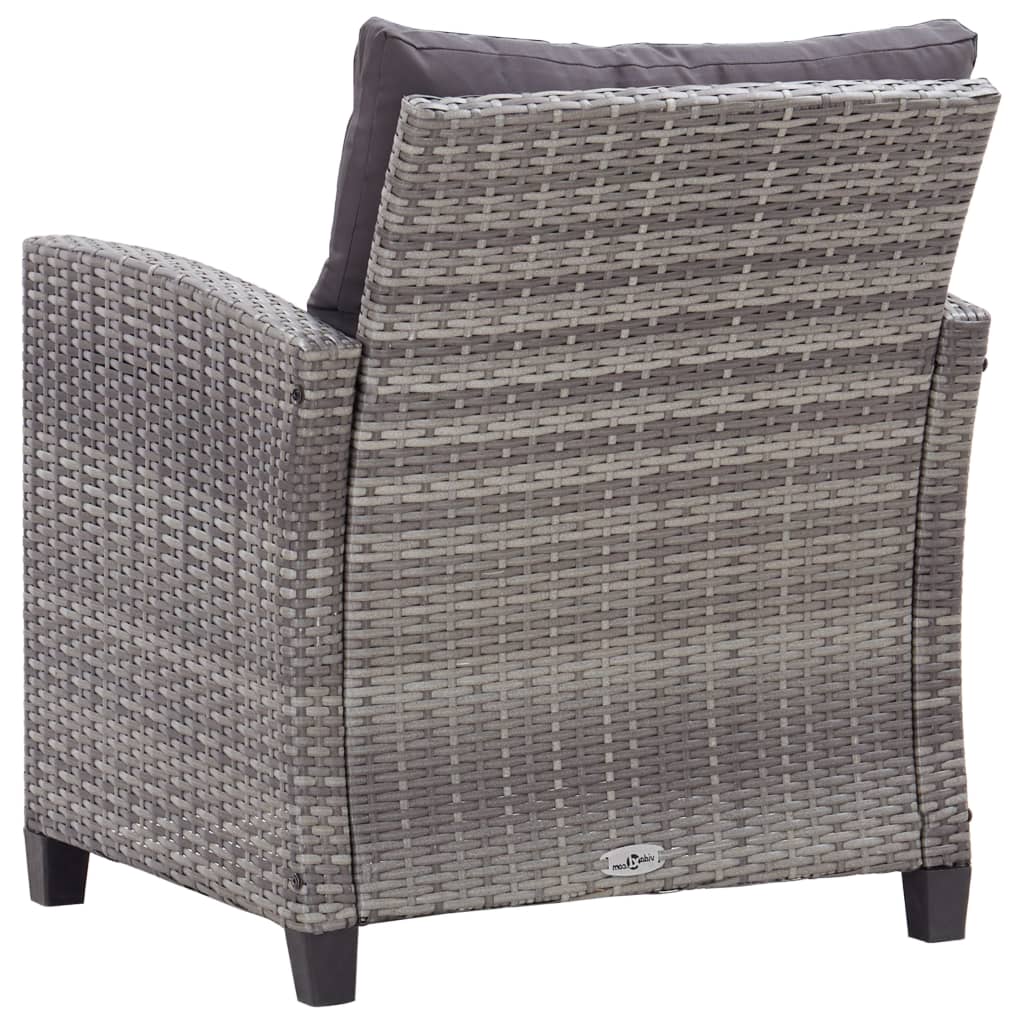 6-delige Loungeset met kussens poly rattan donkergrijs