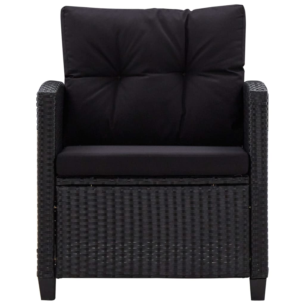 6-delige Loungeset met kussens poly rattan zwart