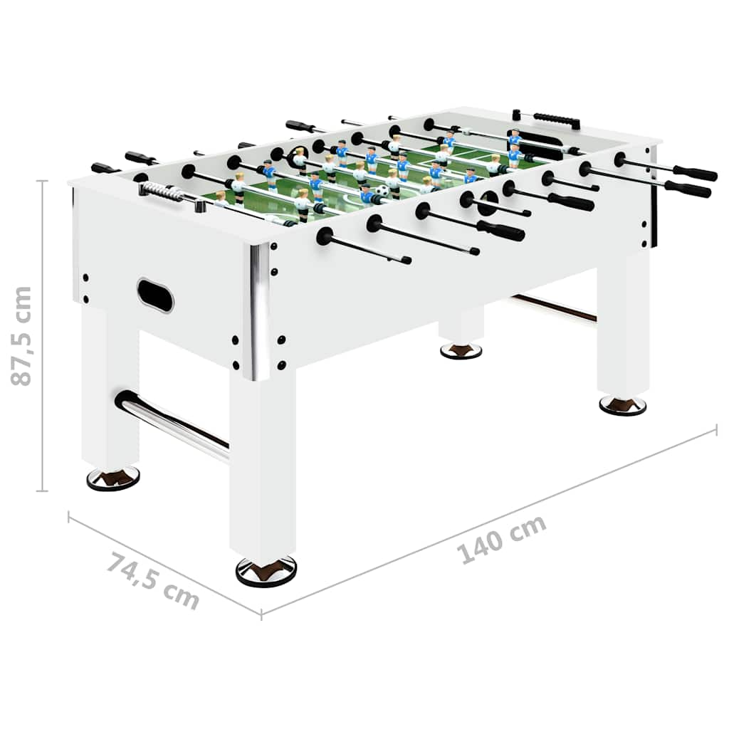 Voetbaltafel 60 kg 140x74,5x87,5 cm staal wit