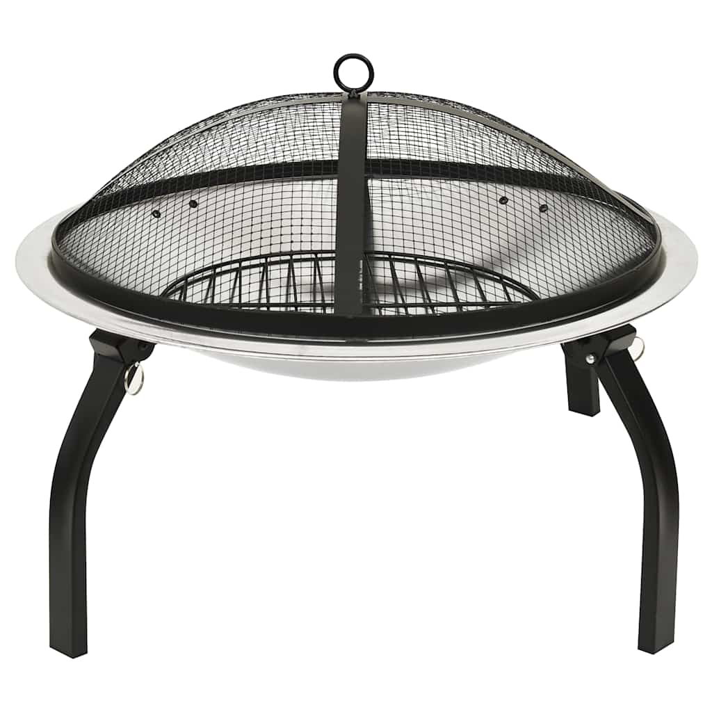 Vuurschaal en barbecue 2-in-1 met pook 56x56x49 cm rvs