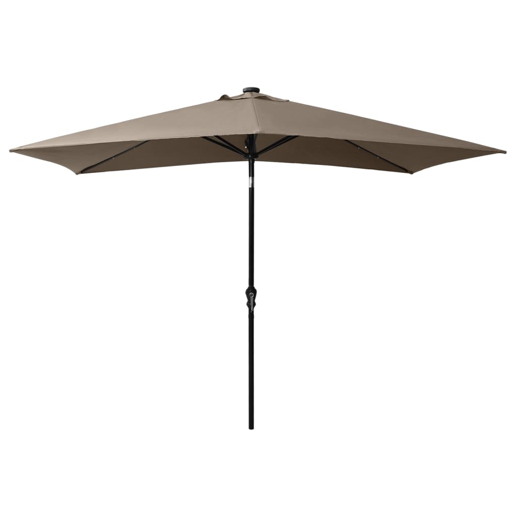 Parasol met LED's en stalen paal 2x3 m taupe