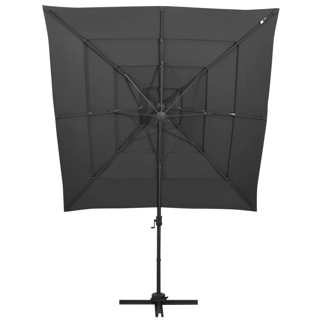 Parasol 4-laags met aluminium paal 250x250 cm antracietkleurig