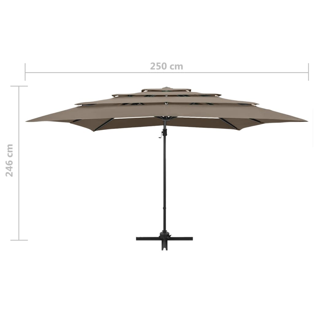 Parasol 4-laags met aluminium paal 250x250 cm taupe